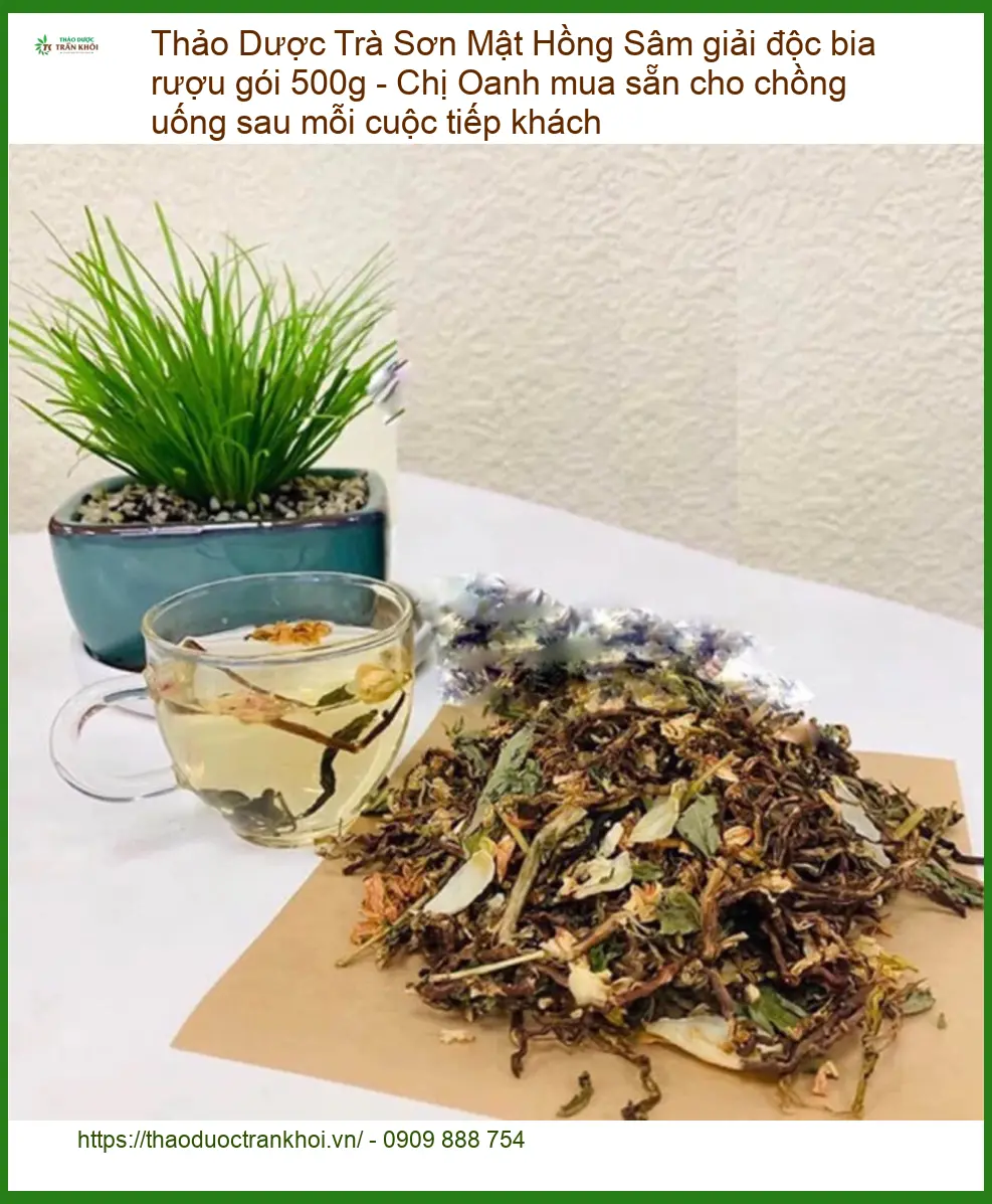 Trà Sơn Mật Hồng Sâm giải độc bia rượu gói 500g - Bán có sẵn TPHCM