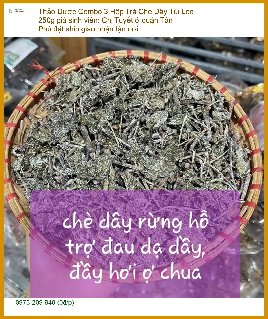 Combo 3 Hộp Trà Chè Dây Túi Lọc 250g - Địa chỉ bán có sẵn tại TPHCM