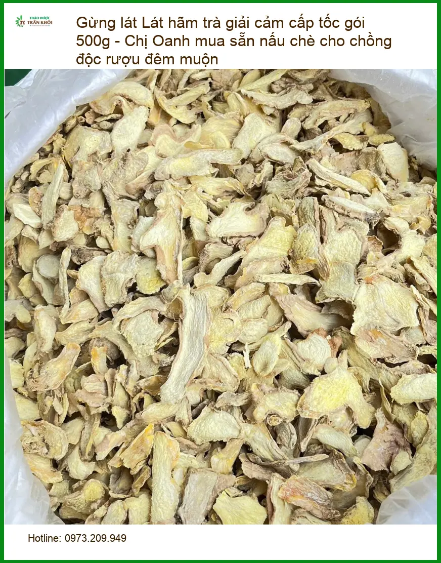 Gừng Lát hãm trà giải cảm cấp tốc gói 500g - Địa chỉ Bán Giao nhanh TPHCM