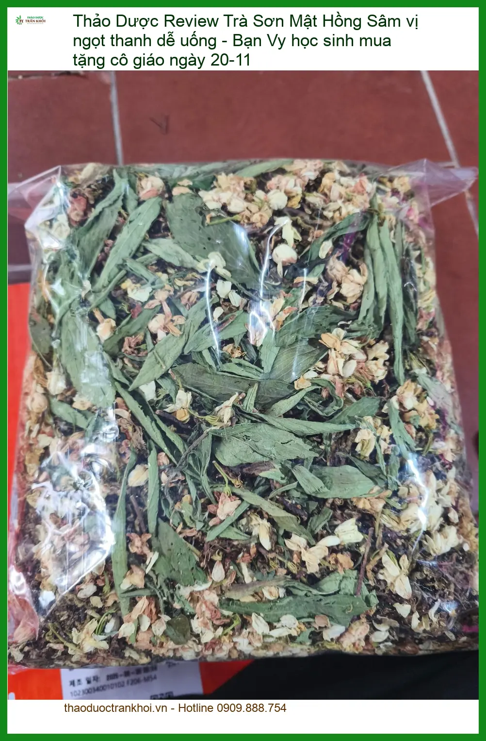 Review Trà Sơn Mật Hồng Sâm vị ngọt thanh dễ uống - Địa chỉ Bán TPHCM