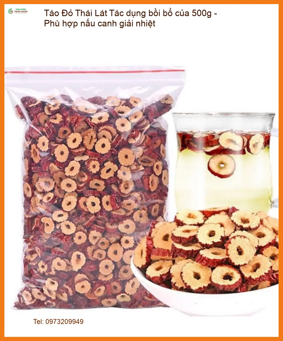 Tác dụng bồi bổ của Táo Đỏ Lát 500g - Phù hợp nấu canh giải nhiệt - Bán