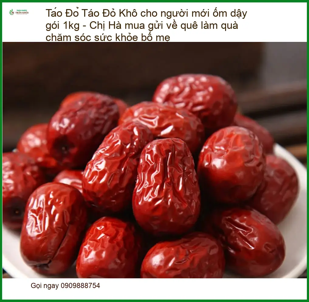 Táo Đỏ Khô cho người mới ốm dậy gói 1kg - Đơn vị Bán Giao nhanh TPHCM