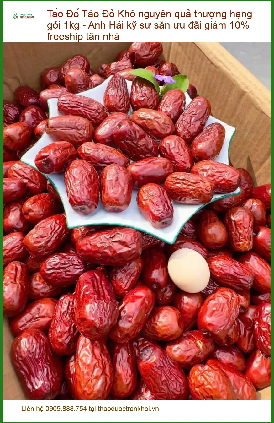 Táo Đỏ Khô nguyên quả thượng hạng gói 1kg - Địa chỉ Bán Giao nhanh TPHCM