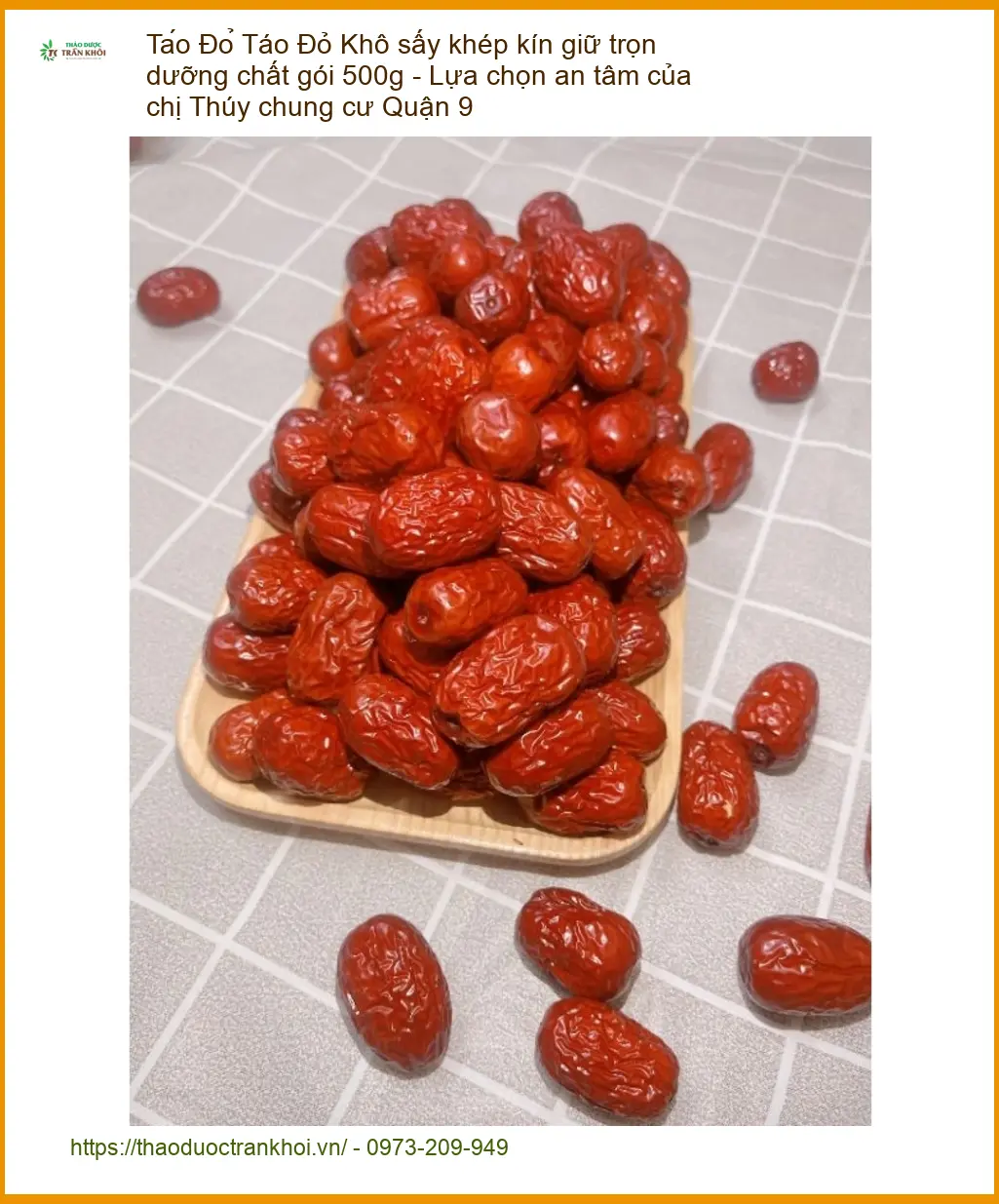 Táo Đỏ Khô sấy khép kín giữ trọn dưỡng chất gói 500g - Giao nhanh Quận 9