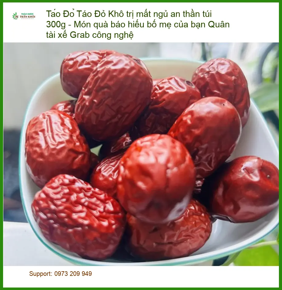 Táo Đỏ Khô trị mất ngủ an thần túi 300g - Đơn vị cung cấp Táo Đỏ Khô TPHCM