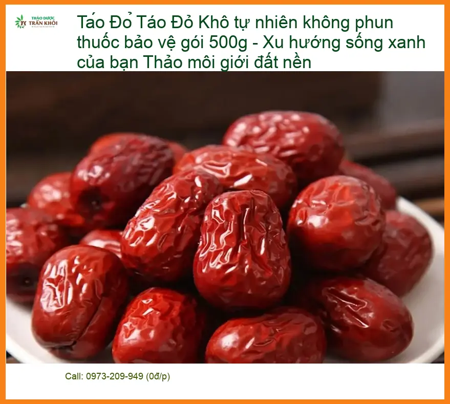 Táo Đỏ Khô tự nhiên không phun thuốc 500g - Địa chỉ Bán Giao nhanh TPHCM
