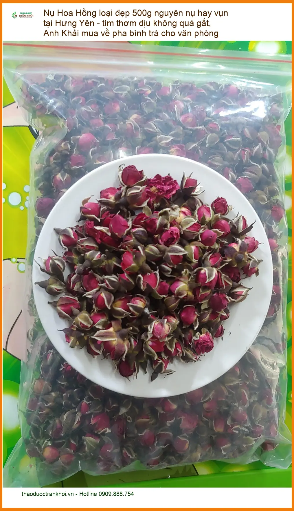 Nụ Hoa Hồng 500g nguyên nụ Hưng Yên thơm dịu - Địa chỉ Bán Giao nhanh TPHCM